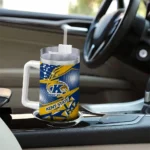 customized kent state golden flashes abstract paths navy blue curved tumbler best selling.webp