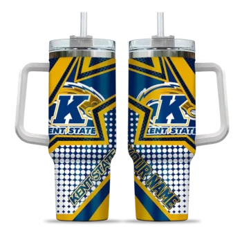 customized kent state golden flashes arrow burst navy blue curved tumbler best selling.webp