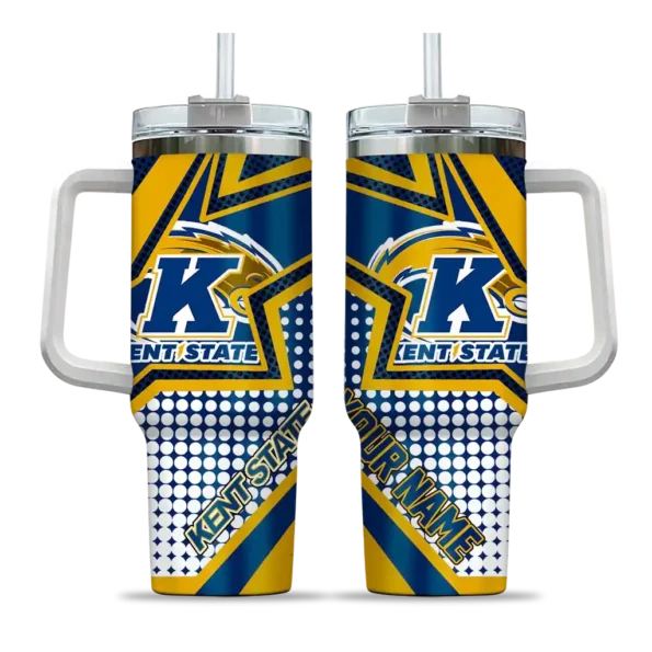 customized kent state golden flashes arrow burst navy blue curved tumbler best selling.webp