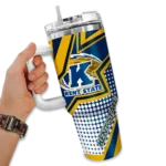 customized kent state golden flashes arrow burst navy blue curved tumbler best selling.webp
