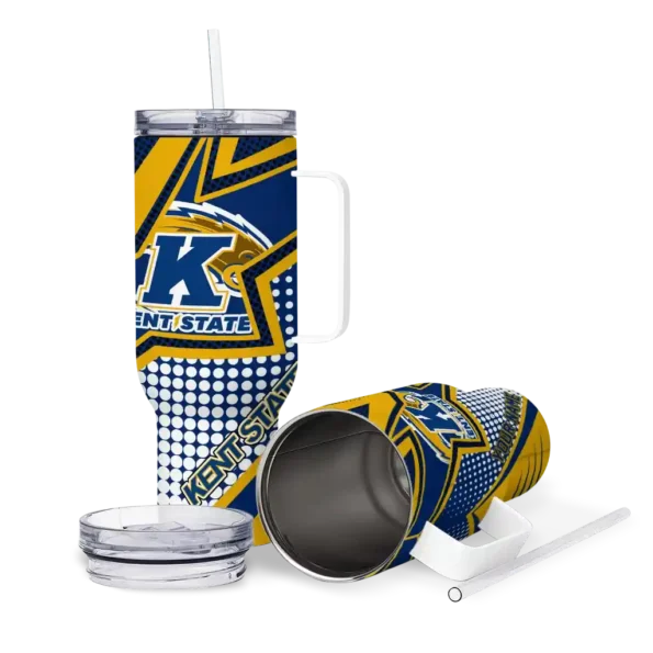 customized kent state golden flashes arrow burst navy blue curved tumbler high quality.webp