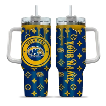 customized kent state golden flashes bullseye drips navy blue curved tumbler best selling.webp
