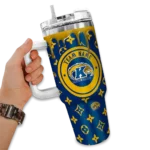 customized kent state golden flashes bullseye drips navy blue curved tumbler best selling.webp