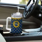 customized kent state golden flashes bullseye drips navy blue curved tumbler best selling.webp