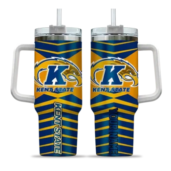 customized kent state golden flashes chevron layers navy blue curved tumbler best selling.webp