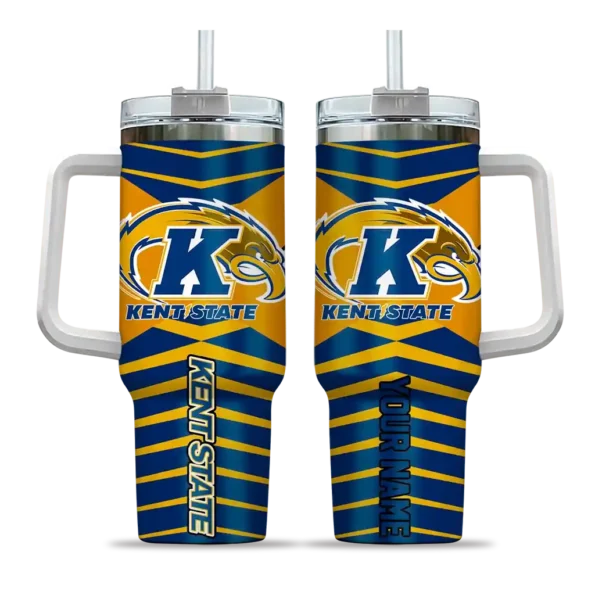 customized kent state golden flashes chevron layers navy blue curved tumbler best selling.webp
