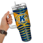customized kent state golden flashes chevron layers navy blue curved tumbler best selling.webp