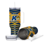 customized kent state golden flashes chevron layers navy blue curved tumbler best selling.webp