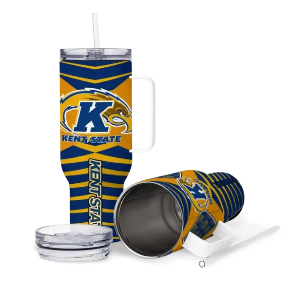 customized kent state golden flashes chevron layers navy blue curved tumbler high quality.webp