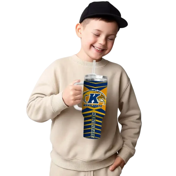customized kent state golden flashes chevron layers navy blue curved tumbler latest model.webp