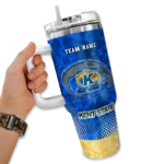 customized kent state golden flashes geometric prism navy blue curved tumbler best selling.webp