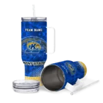 customized kent state golden flashes geometric prism navy blue curved tumbler best selling.webp