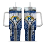 customized kent state golden flashes leopard zipper navy blue curved tumbler best selling.webp