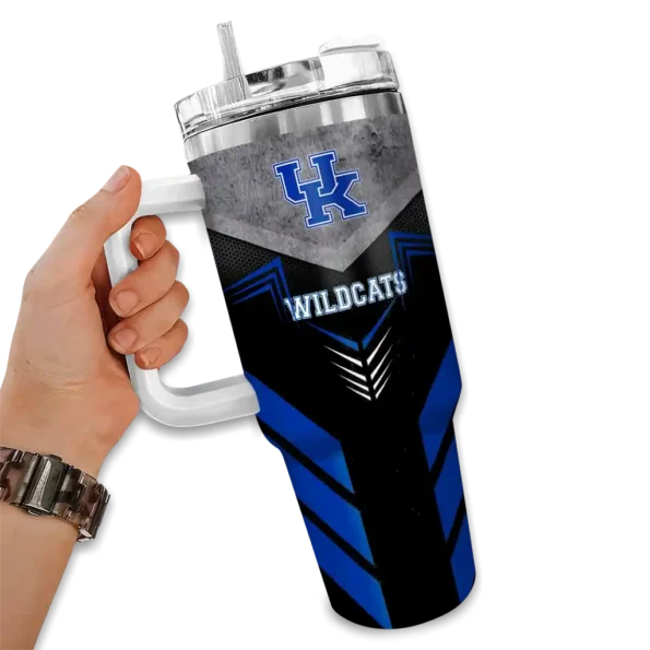 customized kentucky wildcats arrow armor blue black curved tumbler fashion forward.webp