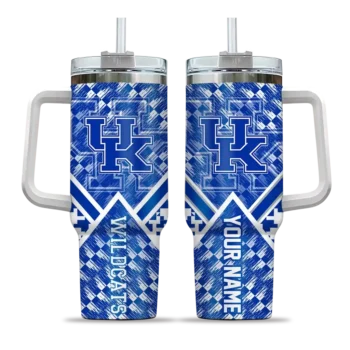 customized kentucky wildcats chevron angle blue curved tumbler best selling.webp