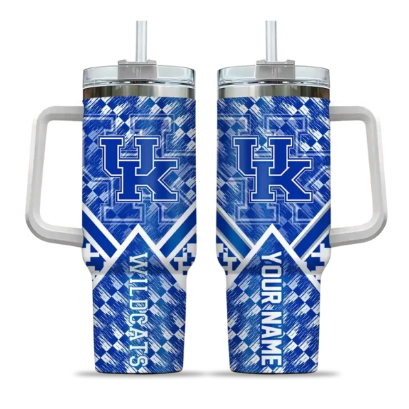 customized kentucky wildcats chevron angle blue curved tumbler best selling.webp