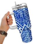customized kentucky wildcats chevron angle blue curved tumbler best selling.webp