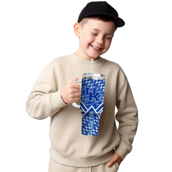 customized kentucky wildcats chevron angle blue curved tumbler latest model.webp