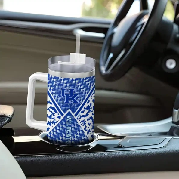 customized kentucky wildcats chevron angle blue curved tumbler trendy.webp