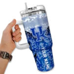 customized kentucky wildcats chevron stripe blue curved tumbler best selling.webp