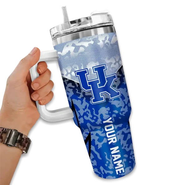 customized kentucky wildcats chevron stripe blue curved tumbler fashion forward.webp