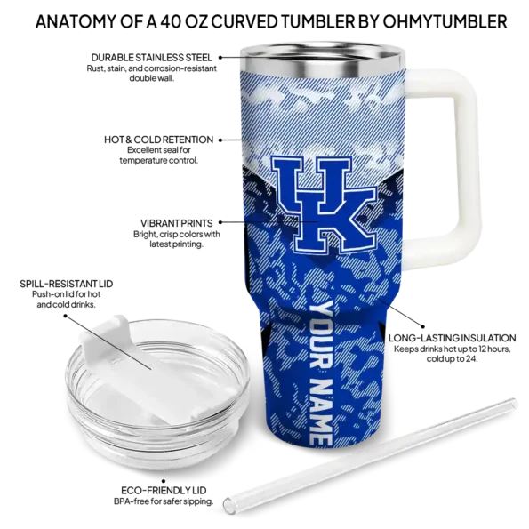 customized kentucky wildcats chevron stripe blue curved tumbler new arrival.webp