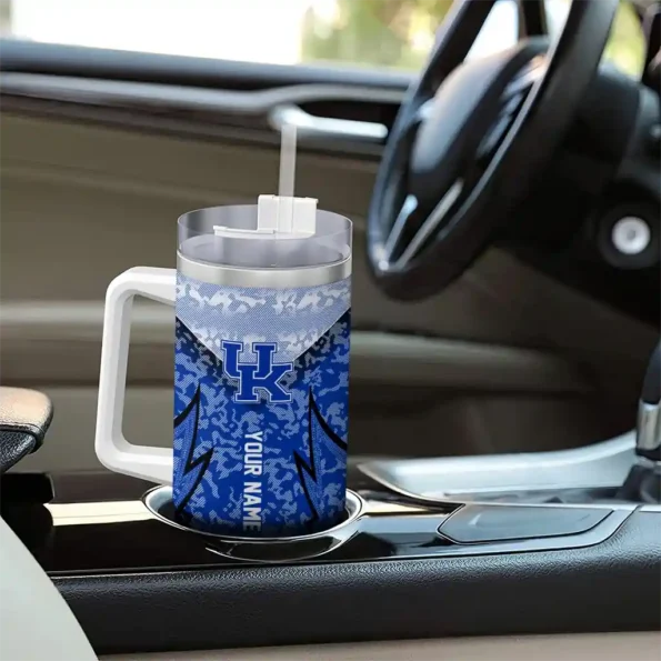 customized kentucky wildcats chevron stripe blue curved tumbler trendy.webp