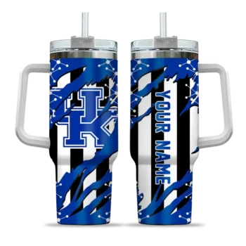 customized kentucky wildcats claw cut blue black curved tumbler best selling.webp