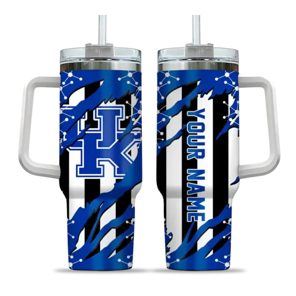 customized kentucky wildcats claw cut blue black curved tumbler best selling.webp