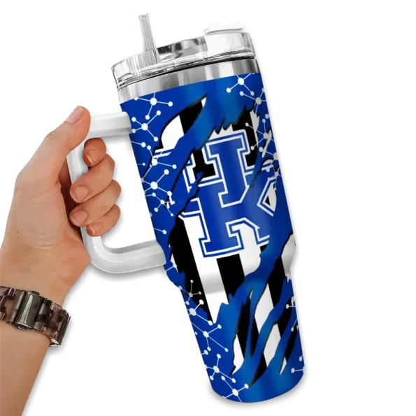 customized kentucky wildcats claw cut blue black curved tumbler fashion forward.webp