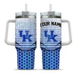 customized kentucky wildcats hex texture blue curved tumbler best selling.webp