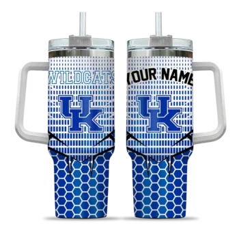 customized kentucky wildcats hex texture blue curved tumbler best selling.webp