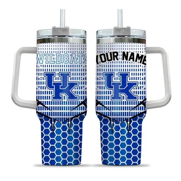 customized kentucky wildcats hex texture blue curved tumbler best selling.webp