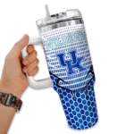 customized kentucky wildcats hex texture blue curved tumbler best selling.webp