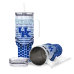customized kentucky wildcats hex texture blue curved tumbler best selling.webp