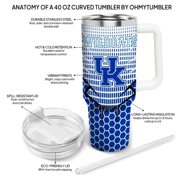 customized kentucky wildcats hex texture blue curved tumbler new arrival.webp