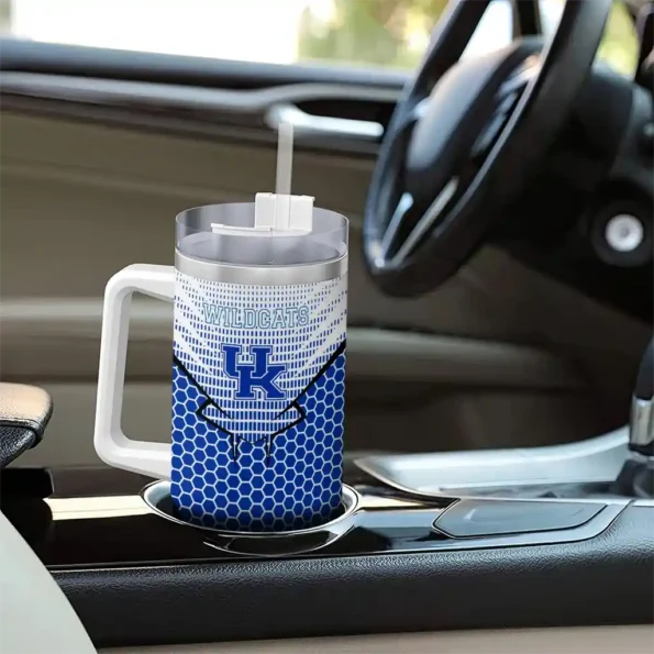 customized kentucky wildcats hex texture blue curved tumbler trendy.webp