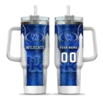 customized kentucky wildcats hexagon armor blue curved tumbler best selling.webp