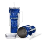 customized kentucky wildcats hexagon armor blue curved tumbler best selling.webp