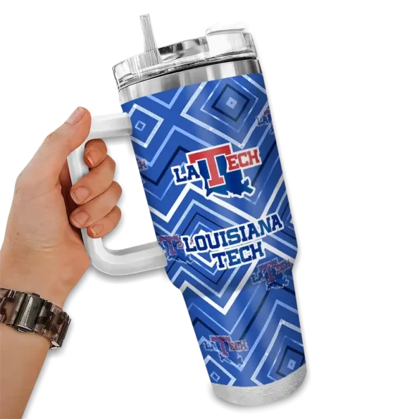 customized la tech bold diamonds blue curved tumbler fashion forward.webp