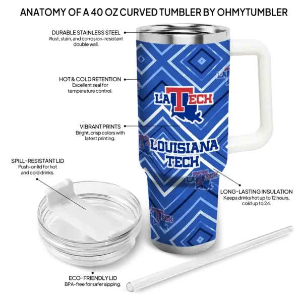customized la tech bold diamonds blue curved tumbler new arrival.webp