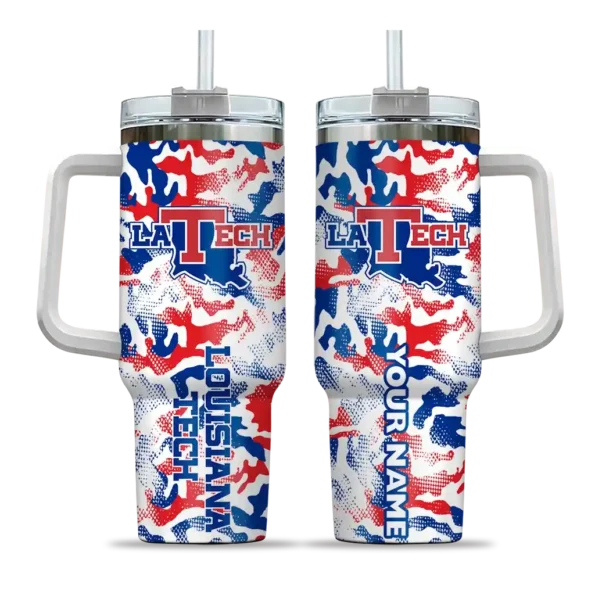 customized la tech camo mashup blue white curved tumbler best selling.webp