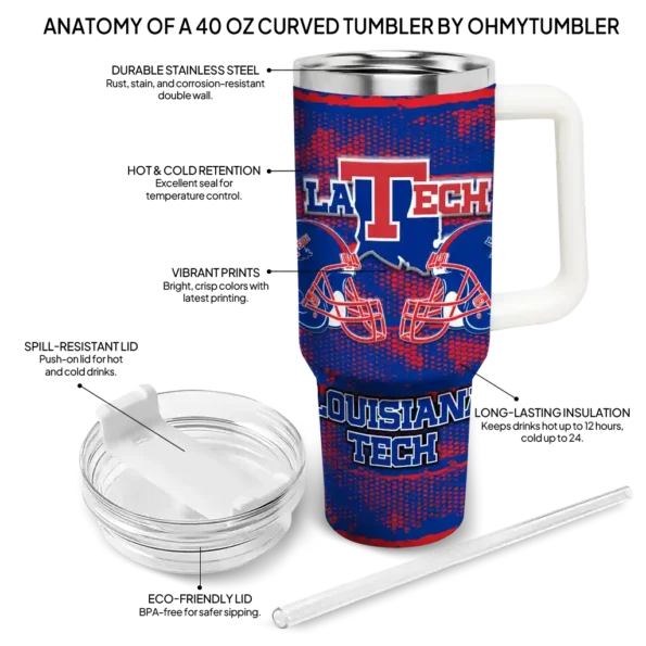 customized la tech honey streaks blue curved tumbler new arrival.webp
