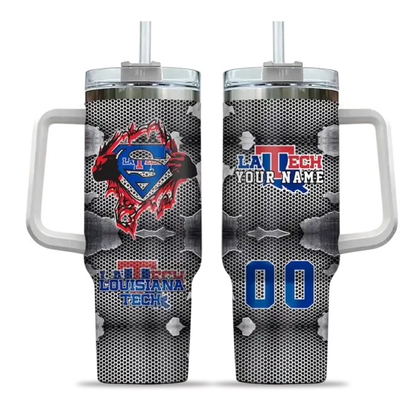 customized la tech superman shield blue gray curved tumbler best selling.webp