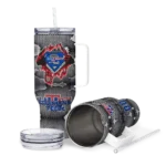 customized la tech superman shield blue gray curved tumbler best selling.webp