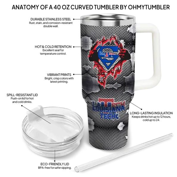 customized la tech superman shield blue gray curved tumbler new arrival.webp