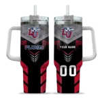 customized liberty flames arrow armor red black curved tumbler best selling.webp