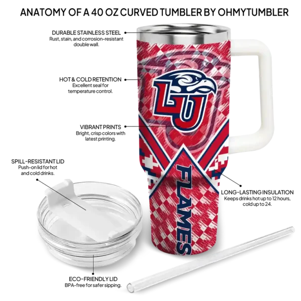 customized liberty flames chevron angle red curved tumbler new arrival.webp