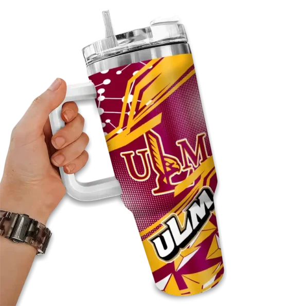customized louisiana monroe warhawks abstract paths red curved tumbler fashion forward.webp