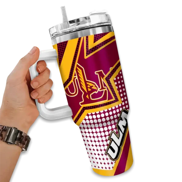 customized louisiana monroe warhawks arrow burst red curved tumbler fashion forward.webp